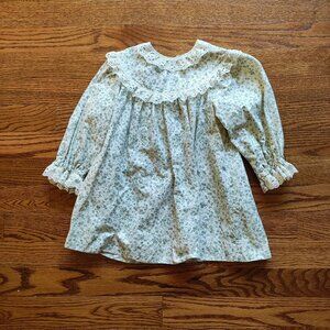 Vintage Sellary Patch dress - 12-18m - Green flowers butterflies lace